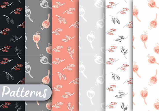 Soft Coral And Gray Pattern Set