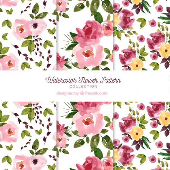 Flowers Patterns In Watercolor Style