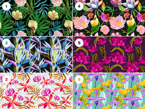 6 Seamless Floral Patterns