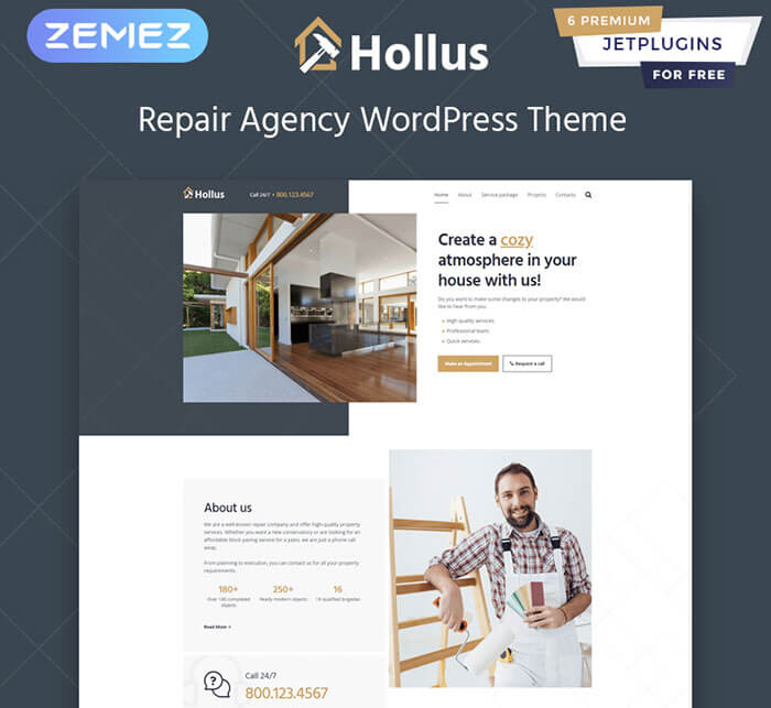 WordPress шаблон Hollus - Repair Services Multipurpose Modern Elementor