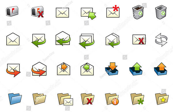 Illustrated Collection of Various Mail Icons