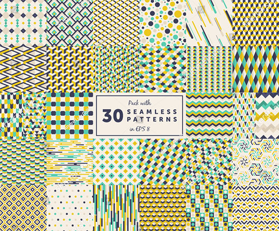 30 Colored Seamless Geometric Pattern