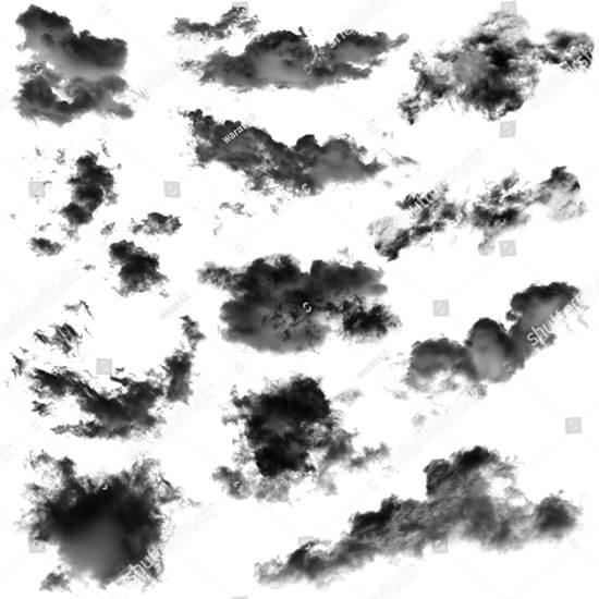 Black Clouds Isolated on White Background